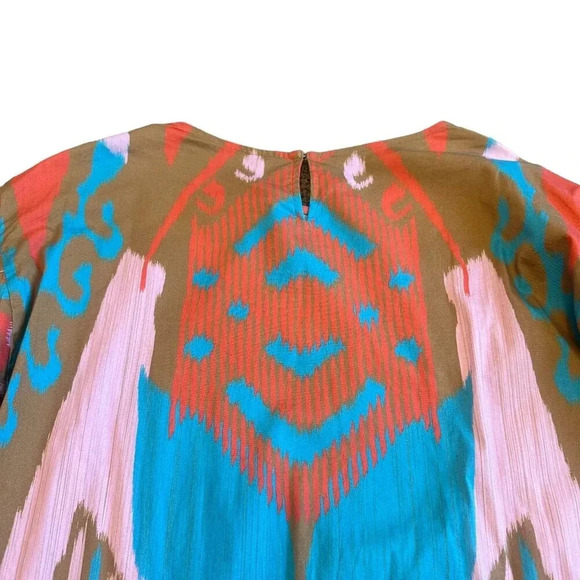 Sheridan French Madison Dress Caramel Ikat Print Bold Boho Flowy Size XS Women's - Picture 11 of 15